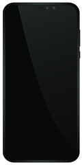 Aufkleber - Smartphone black color with blank screen isolated on white background vector mockup. Front view of modern multimedia mobile phone easy to edit and put your image or text