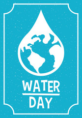 Wall Mural - water day poster with drop and world