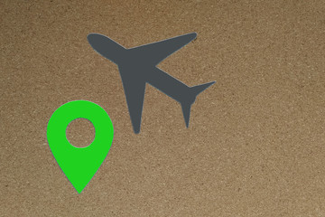 Fototapete - Airplane, navigation sign. the concept of travel, location.