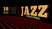 Jazz Music Festival. Concert Hall. Vector 3d Illustration.