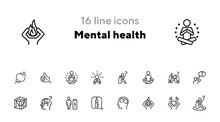 Mental Health Line Icon Set. Person, Patient, Brain, Disease. Health Concept. Can Be Used For Topics Like Disorder, Medical Help, Symptoms