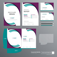 Fototapete - Flyer brochure business annual report cover template design Corporate Business Identity Folder digital technology company Element of stationery people community presentation working promotion blue red