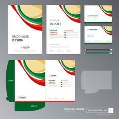Fototapete - Flyer brochure business annual report cover template design Corporate Business Identity Folder digital technology company Element of stationery people community presentation working promotion blue red