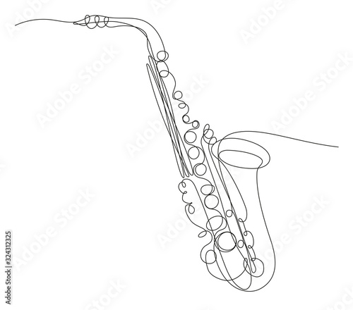 Fotomural disegno a singola linea continua di sassofono
