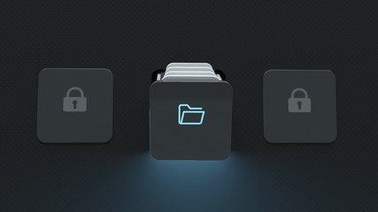 unlocked folder with files in storage