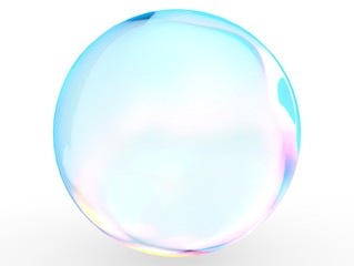 3d pink blue ball crystal gradient colors isolated on white background. Abstract bubble glossy pastel 3d geometric shape object illustration render. 