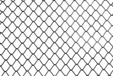 Fototapeta Na ścianę - Galvanized mesh fencing close up. Seamless steel metal wire fence isolated on white background for your design