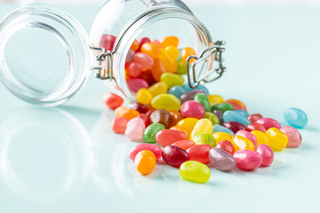 Fruity jellybeans. Tasty colorful jelly beans.