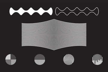 Wall Mural - universal geometric shapes set. design forms on black background