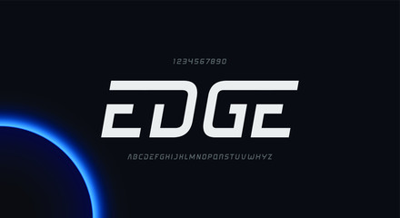 Poster - Edge, an abstract sporty technology alphabet font. digital space typography vector illustration design
