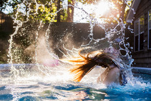 13 Year Old Girl Swimming In A Pool