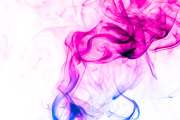 Colored smoke on white background