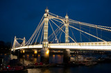 Fototapeta Miasto - Albert Bridge at night, Chelsea, London, SW3, UK