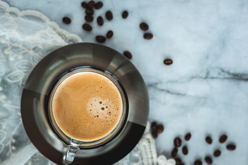 Wall Mural - Espresso with Coarse Ground Sugar and Coffee Beans