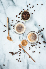 Wall Mural - Espresso with Coarse Ground Sugar and Coffee Beans