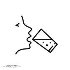 Wall Mural - drink water reminder icon, thirsty human, glass beverage or water, thin line web symbol on white bac