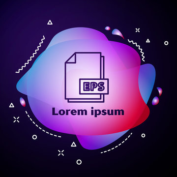 Purple line EPS file document. Download eps button icon isolated on blue background. EPS file symbol. Abstract banner with liquid shapes. Vector Illustration