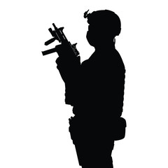 Wall Mural - Commando special force with weapon silhouette vector