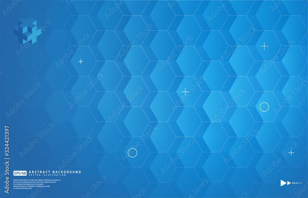 Abstract Background - Blue futuristic surface hexagon pattern Hi-tech ...