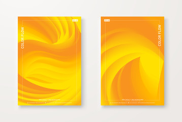 Wall Mural - Creative Poster - Yellow fluid shape background. Set of brochure style with abstract liquid shapes background. Trendy dynamic 3d gradient shapes vector stock illustration.