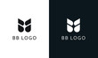 Minimalist abstract line art letter BB logo. This logo icon incorporate with two abstract round triangle in the creative way.