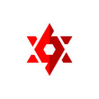 Number 69 or 96 logo template with david star line art symbol in flat design monogram illustration