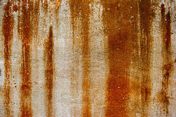 Canvas Print - Drip rust on cement wall