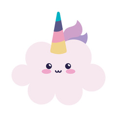 Sticker - cute cloud unicorn kawaii style icon vector illustration design