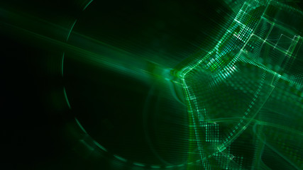 Poster - abstract green and black background element. fractal graphics 3d illustration. wide format compositi