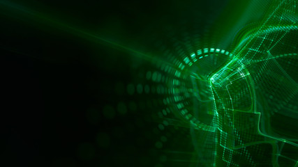 Poster - abstract green and black background element. fractal graphics 3d illustration. wide format compositi