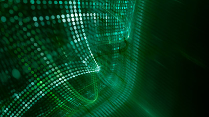 Poster - abstract green and black background element. fractal graphics 3d illustration. wide format compositi