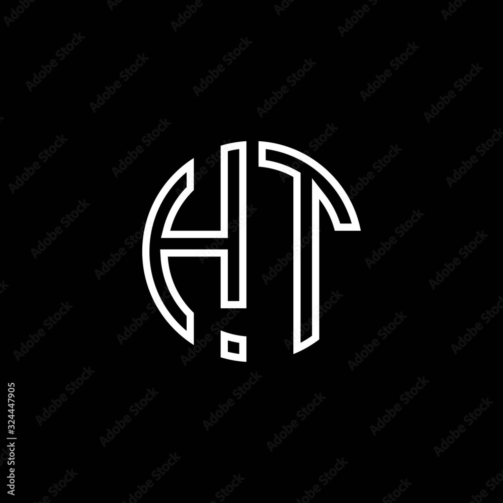 HT monogram logo circle ribbon style outline design template Stock ...