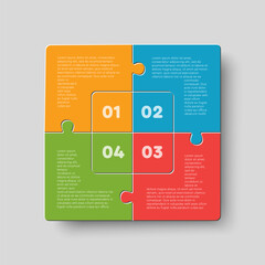 Poster - Four jigsaw puzzle square diagram info graphic