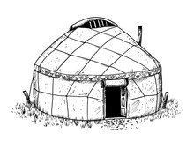 Drawing Of Kyrgyz Yurt.
