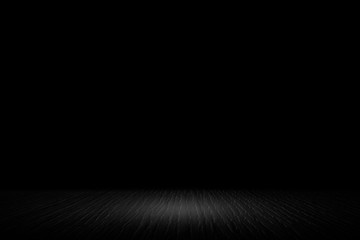 Wall Mural - black background with spotlight to concrete ground in studio. dark interior background.