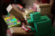 Stacks of Colorfully Wrapped Christmas Gifts