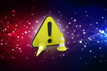 Poster - 3d rendering Exclamation sign with error