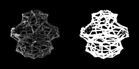 Poster - 3d render of abstract microscopic shape. Germ or bacteria concept. Illness, disease concept. High details.