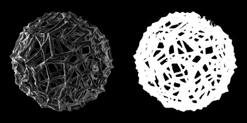 Poster - 3d render of abstract microscopic shape. Germ or bacteria concept. Illness, disease concept. High details.
