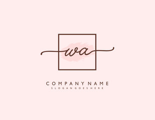 letter WA AW minimalist feminine handwriting logo. vector design of wedding invitation badges, fashion, beauty,