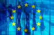 EU Flag and group of People as silhouettes, concept picture