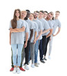© ASDF - group of young people in gray t-shirts standing in a row