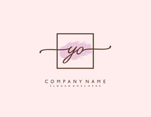 Letter YO OY Minimalist Feminine Handwriting Logo. Vector Design Of Wedding Invitation Badges, Fashion, Beauty,