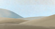 Wüste oder Düne, abstrakte Illustration einer Wüste mit Hügeln und Wüstensand, eine karge Landschaft am Tag. Viel Platz für Text