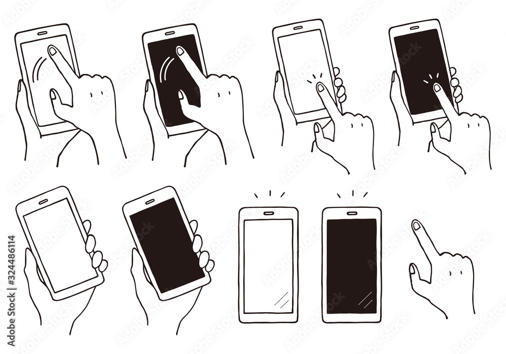 スマホ操作の手描き風イラスト Stock Gamesageddon スマホ操作の手描き風イラスト Stock Gamesageddon