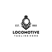 Simple Vintage Old Locomotive Train  Logo Design Template