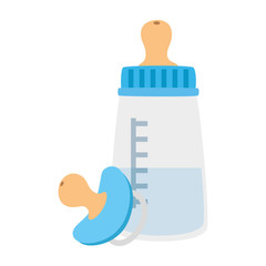 Poster - baby bottle milk with pacifier isolated icons vector illustration design