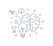 © creadib - Vector flat line design icon. Brain storming icon concept for web design, marketing and print material. Stock illustration.