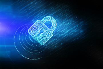 Poster - 2d illustration Safety concept: Closed Padlock on digital background