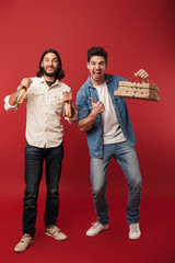 Poster - Two cheerful young men wearing casual clothes standing